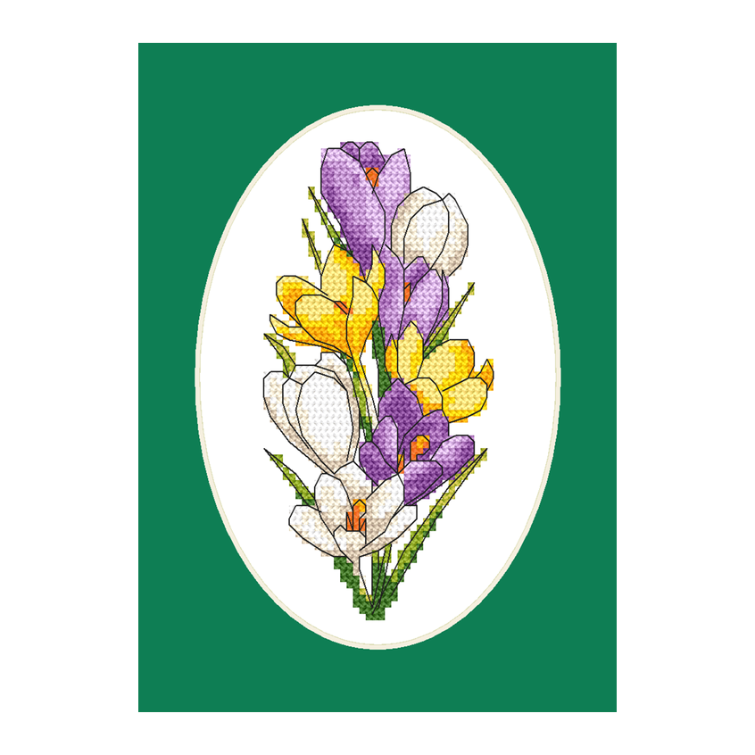 Cross stitch pattern for smartphone - Card with crocuses