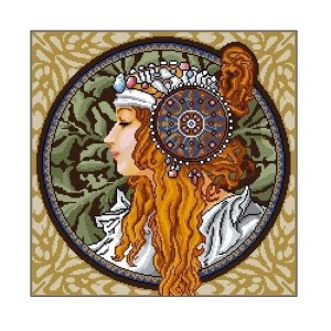 GC 6902 Cross stitch pattern on paper - Byzantine heads - Blonde - A. Mucha
