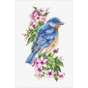 LS B1198 Cross stitch kit - Blue bird on the branch