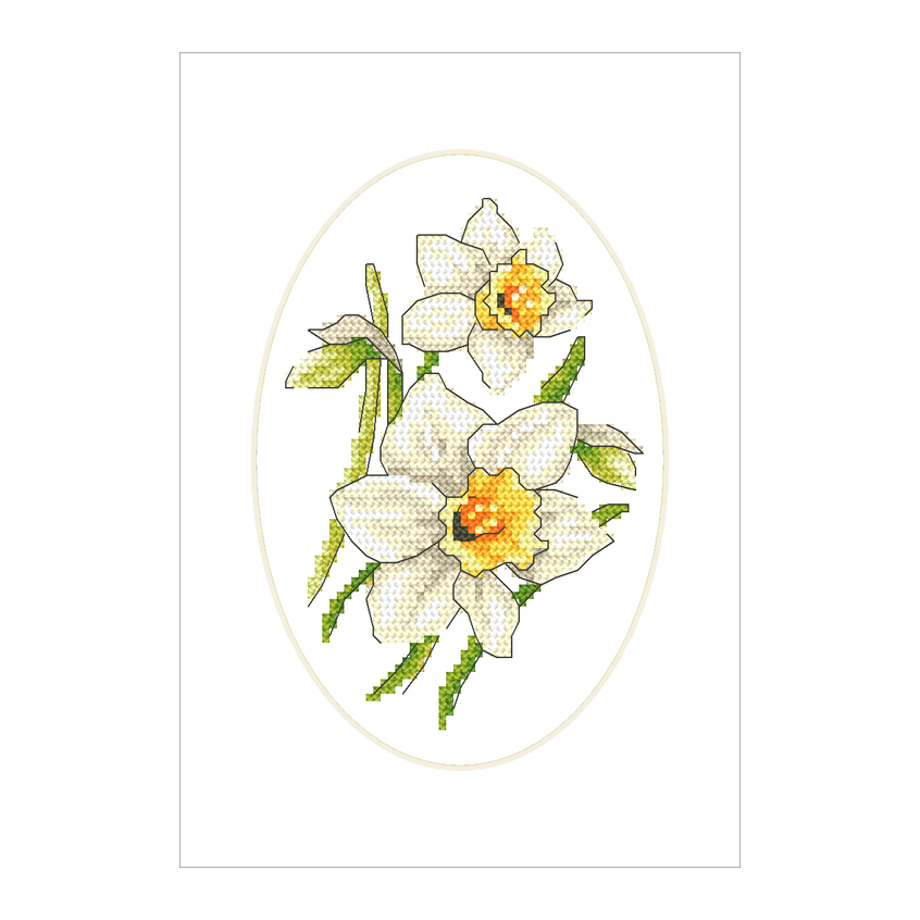 Cross stitch pattern for smartphone - Card with daffodils