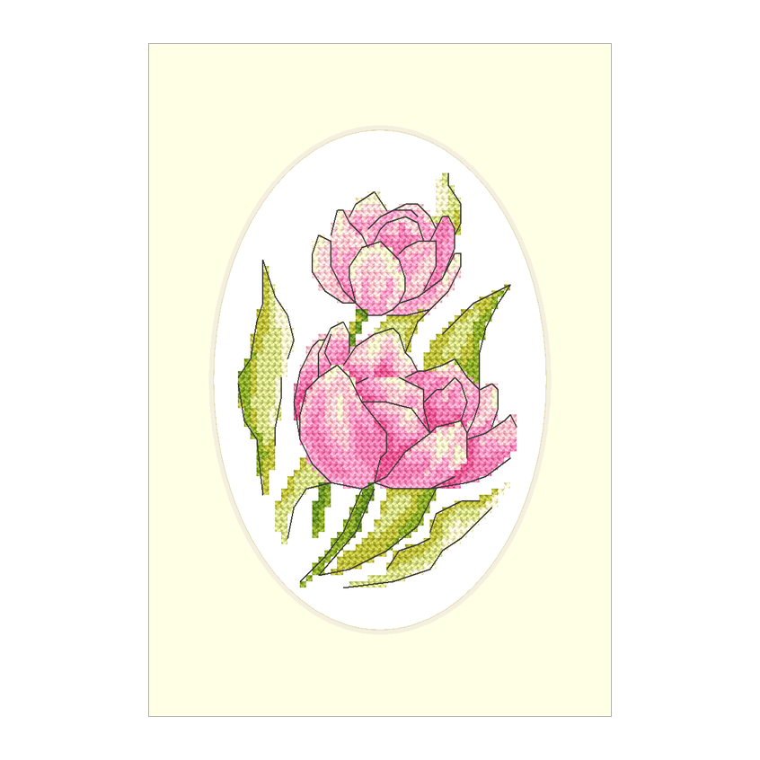 Cross stitch pattern for smartphone - Card with tulips