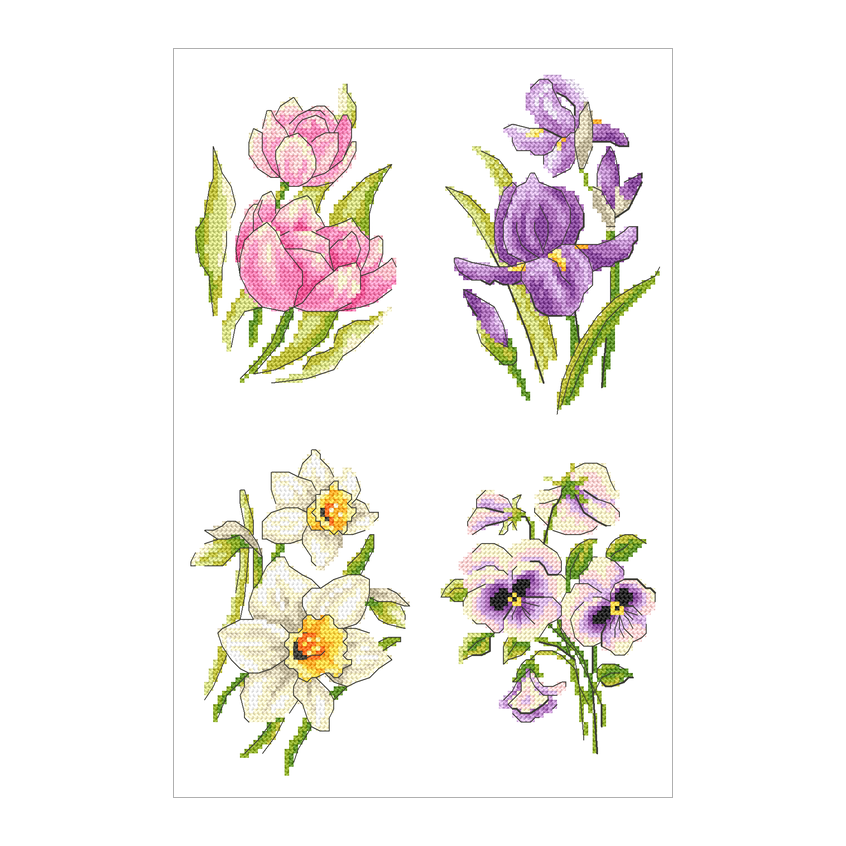 Cross stitch pattern for smartphone - Spring flowers