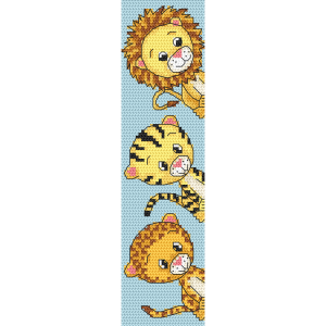 W 10747 Cross stitch pattern PDF - Bookmark - Wild cats