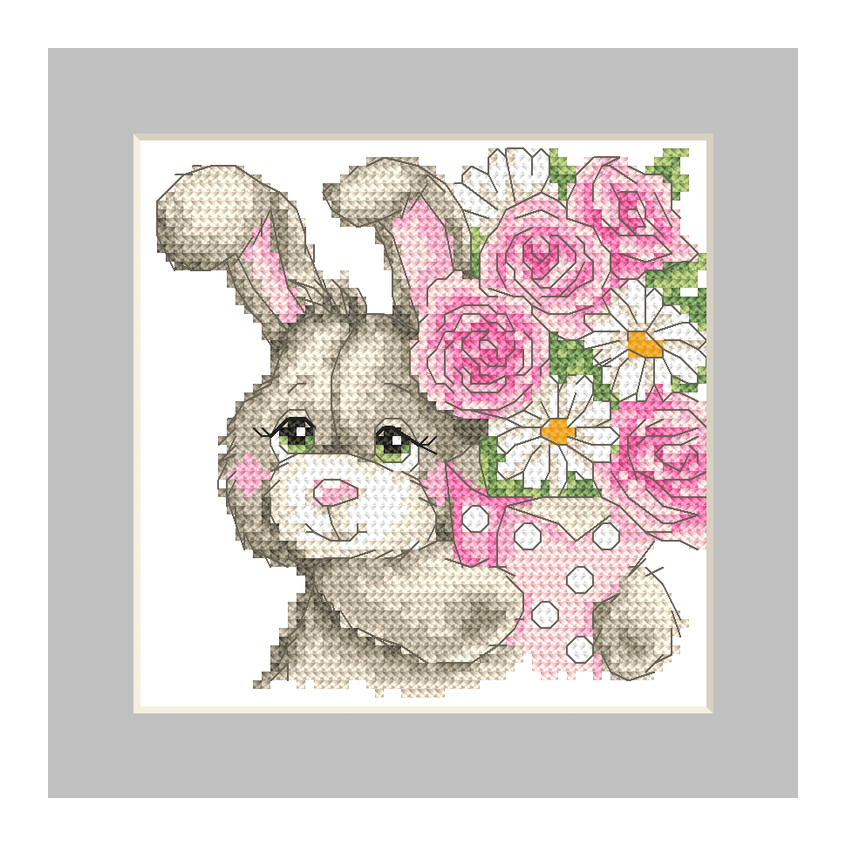 Cross stitch pattern for smartphone - Card with a bunny