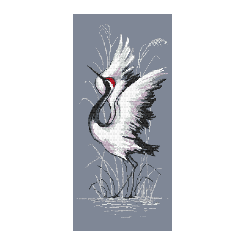 Cross stitch pattern for a phone - Crane in courtship