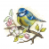 Cross stitch pattern for a phone - Tit on the apple tree