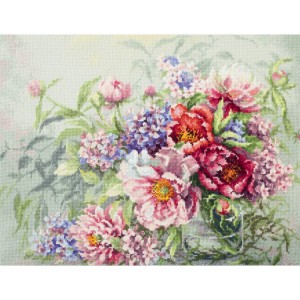 MN 510-224 Cross stitch kit - Peonies and hydrangeas