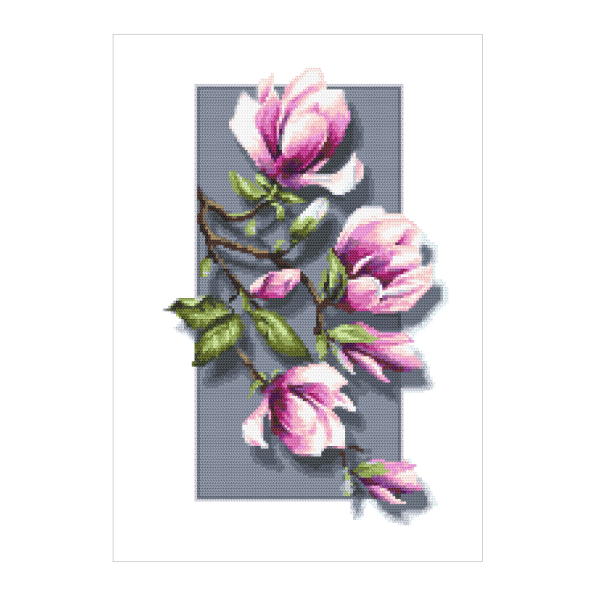 Cross stitch pattern for a phone - Magnolias 3D