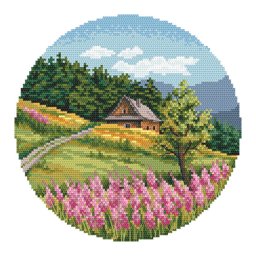 Cross stitch pattern for a phone - Summer landscape