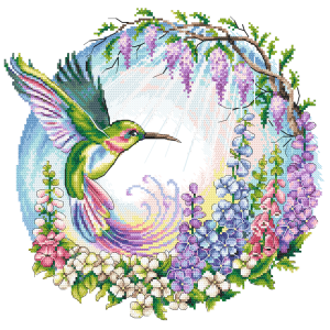 W 10830 Cross stitch pattern PDF - Fairy-tale hummingbird