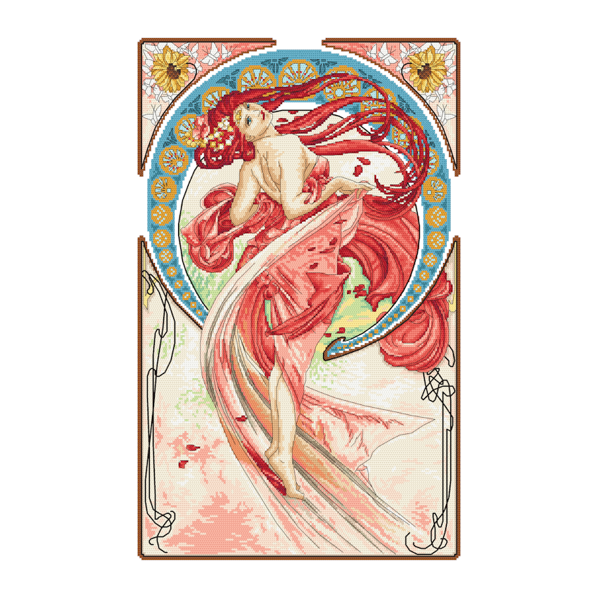 Cross stitch pattern for a phone - Dance by A. Mucha