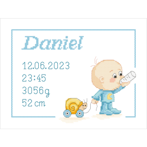 Z 10840 Cross stitch kit - Birth certificate for a boy