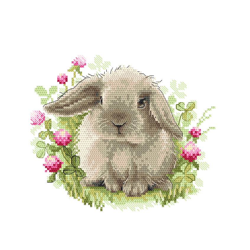 Cross stitch pattern for a phone - Bunny in clover
