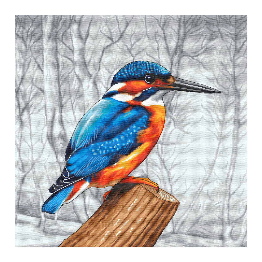 Cross stitch pattern for smartphone - Kingfisher on the hunt