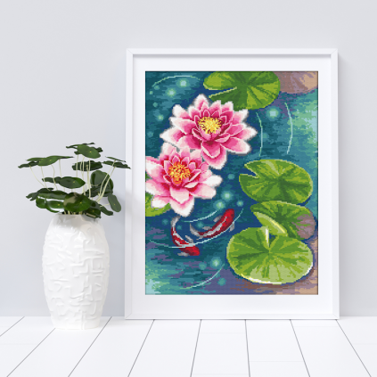 K 10539 Tapestry canvas - Charming water lilies