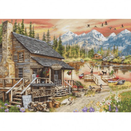 LS B2413 Cross stitch kit - Log cabin