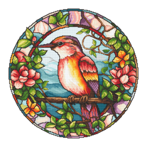 S 10772 Cross stitch pattern for smartphone - Stained glass bird