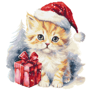 ZN 10849 Cross stitch tapestry kit - Christmas kitty