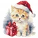 Vzor na vyšívání na mobil - Vánoční koťátko