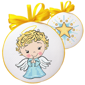 S 10848 Cross stitch pattern for smartphone - Christmas ball-disc with an angel III