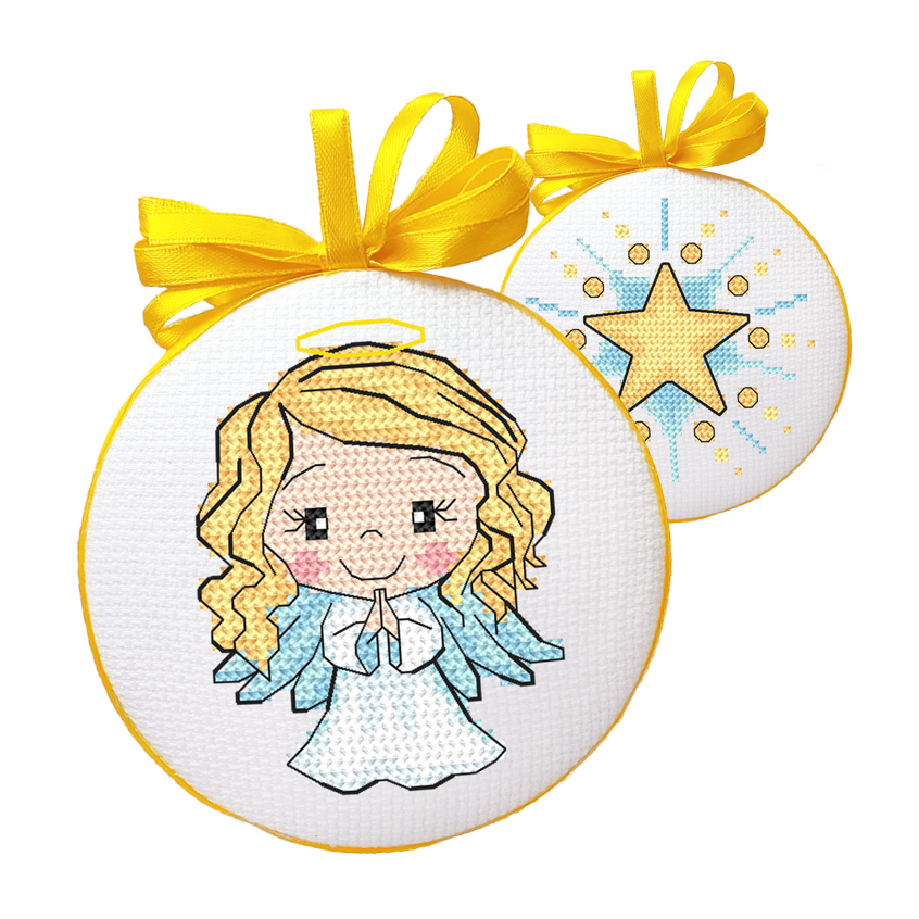Cross stitch pattern for smartphone - Christmas ball-disc with an angel II