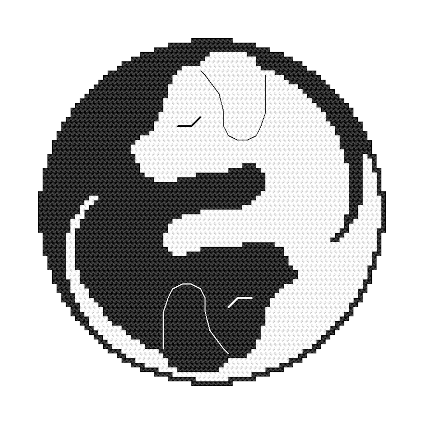 Cross stitch pattern for a phone - Yin yang dog