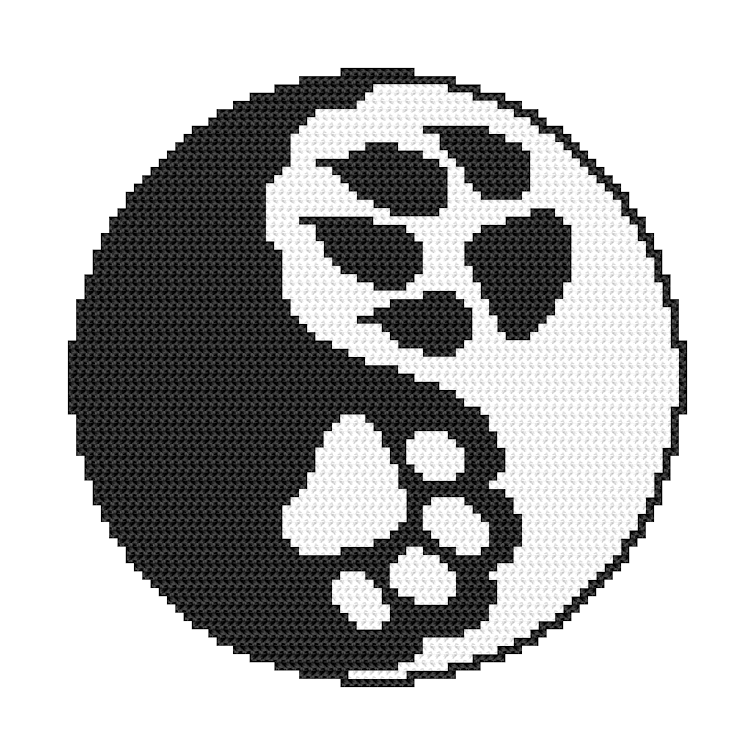 Cross stitch pattern for a phone - Yin yang paws