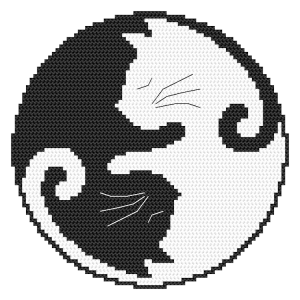 GC 10773 Cross stitch pattern on paper - Yin yang cat