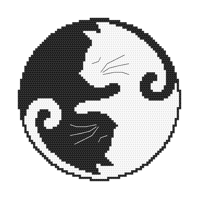 Cross stitch pattern for a phone - Yin yang cat