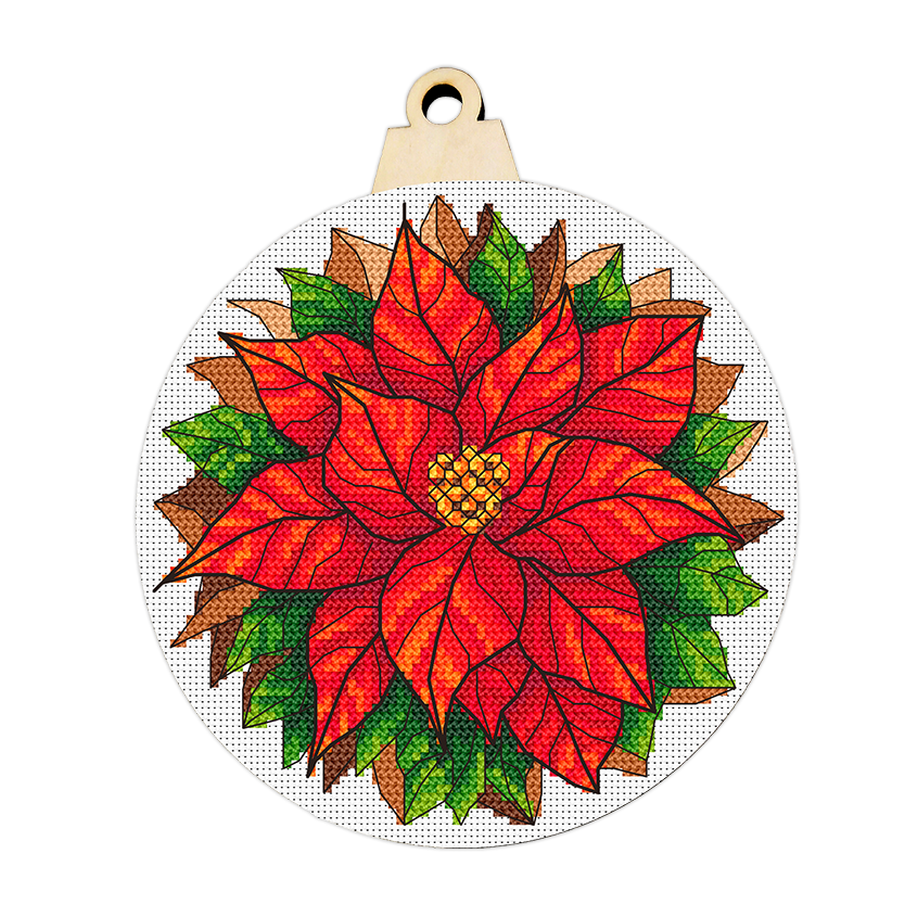 Cross stitch pattern for a phone - Christmas ball a poinsettia flower