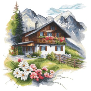 S 10791 Cross stitch pattern for a phone - Alpine hut