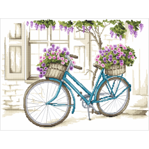 Z 8773 Cross stitch kit - Bicycle with surfinia