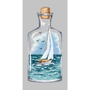 W 10223 Cross stitch pattern PDF - Bottle with a sailboat