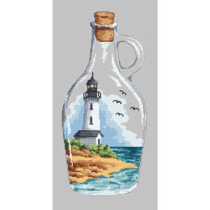 W 10222 Cross stitch pattern PDF - Bottle with a lighthouse
