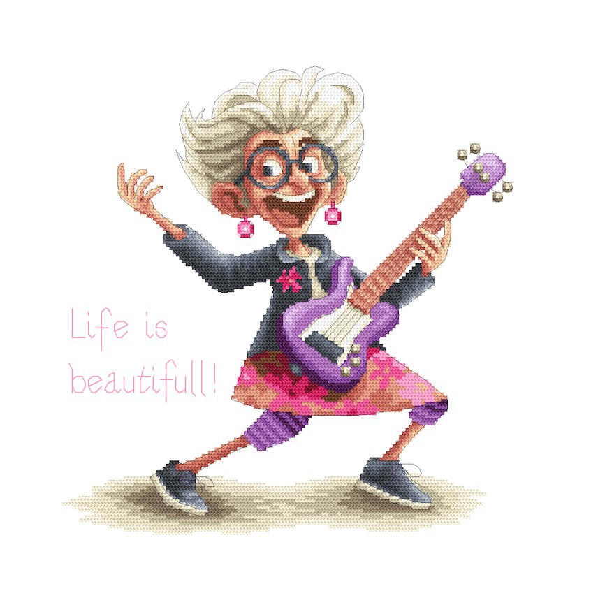 Cross stitch pattern for a phone - Rock grandma