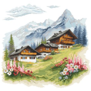 W 10789 Cross stitch pattern PDF - Alpine huts