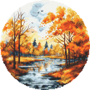 GC 10864 Cross stitch pattern on paper - Autumn landscape