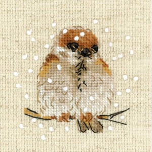 RIO 1680 Cross stitch kit with yarn - Sparrow
