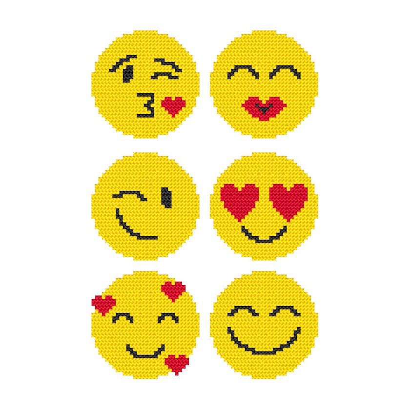 Cross stitch pattern for a phone - Patterns for begginers - Emoticons