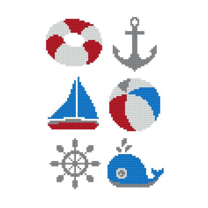 Cross stitch pattern for a phone - Patterns for begginers - Sea