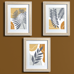 S 11003 Cross stitch pattern for a phone - Graphite leaves - triptych