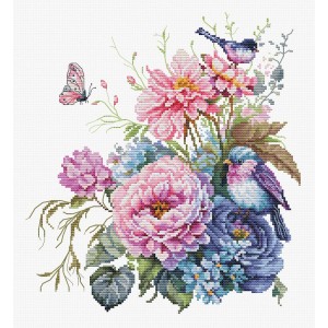 LS B2422 Cross stitch kit - The birds - summer