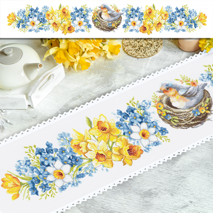 ZU 10558 Cross stitch kit - Long spring table runner