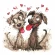 Vzor na vyšívání na mobil - Valentýnští psi