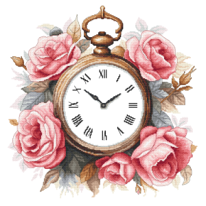 S 11010 Cross stitch pattern for a phone - Vintage rose clock