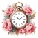 Vzor na vyšívání na mobil - Vintage hodiny s růžemi
