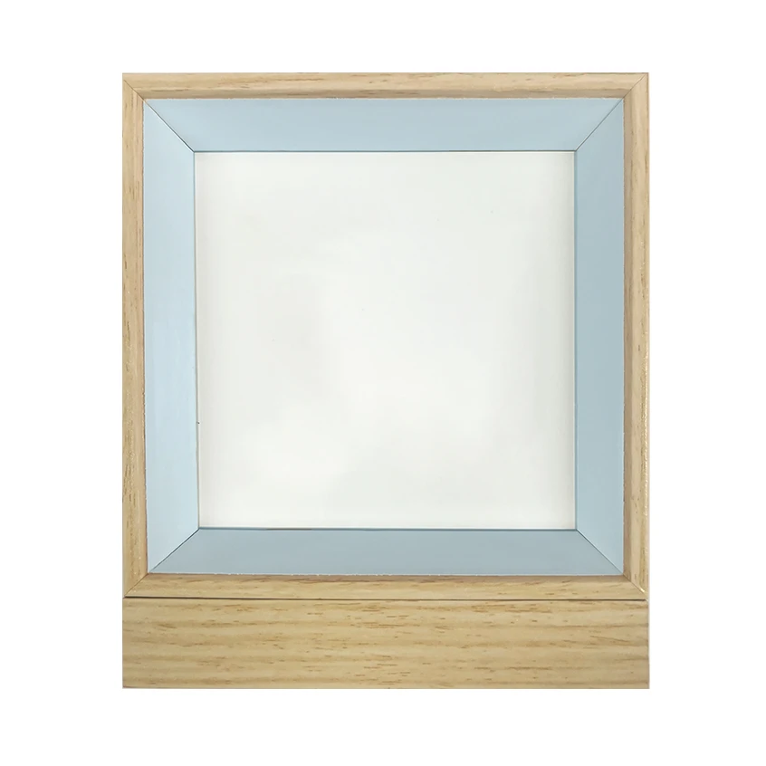Dřevěný rám 11,5x13,5 cm na stání modrý