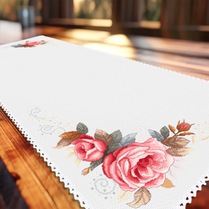 S 11021 Cross stitch pattern for a phone - Vintage rose table runner