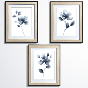 S 11018 Cross stitch pattern for a phone - Delicate flowers - triptych
