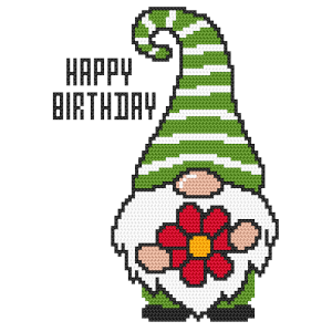 ZN 11016 Cross stitch tapestry kit - Gnome with a flower